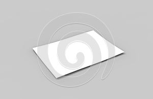 Postcard Invitation Greeting Card Mock-Up Template On Isolated White Background, Ready For Your Design, 3D Illustration