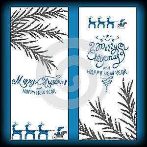 Postcard - Merry Christmas And Happy New Year. Vector, illustration.