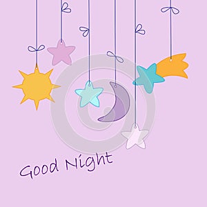 Postcard night sky vector illustration