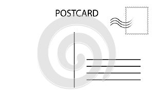 Postcard. Postal card for travel. Blank airmail template