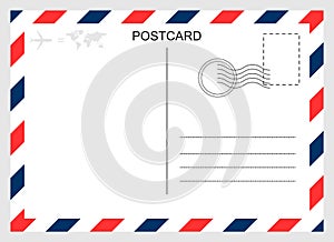 Postcard, travel blank card isolated on background. Modern graphic design