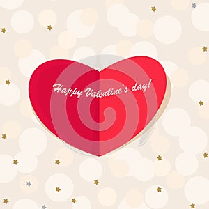 Postcard Valentine`s Day. Big red heart with text.