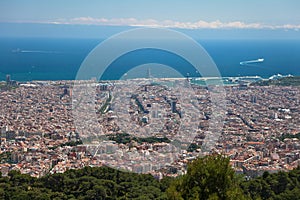 postcard view of Barcelona from the Tibidabo hill