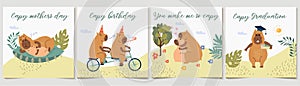 Postcards with copybars for mother day or birthday and student graduation ceremony