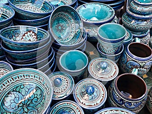 Postcards from Morocco: pottery stand at Jemaa el-Fna  Marakkech