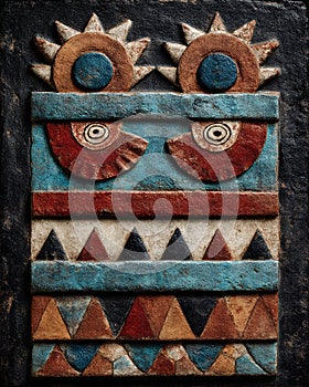 Postclassic Codex Style Abstract Illustration Turquoise Flat Pigments