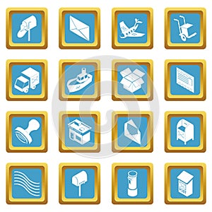 Poste service icons set sapphirine square photo