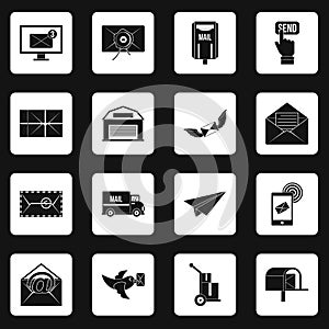 Poste service icons set squares vector photo