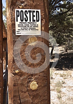 Posted private property sign