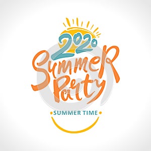 Poster 2020 Summer Party. Summer time. Smile.