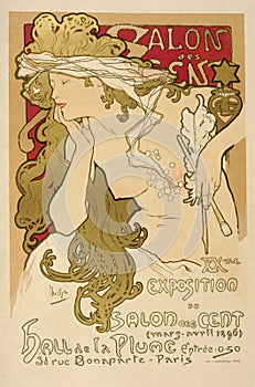 Poster of the 20th exhibition of the Salon des Cent by Alphonse Mucha