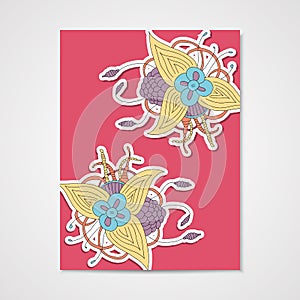 Poster with abstract hamd drawn flower