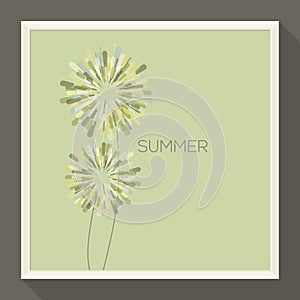 Poster with abstract pastel-colored green flower