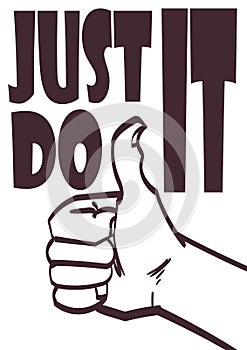 Poster with approve hand and signature just do it. Vector eps 10
