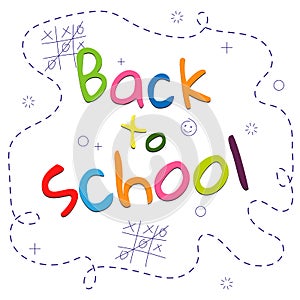 Poster Back to school bright letters on a white background hand drawn lines Creative design young theme modern concept