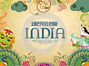 Poster or banner design of Incredible India.