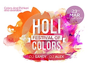 Poster, Banner or Flyer for Holi festival celebration.