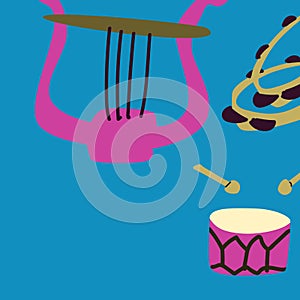 Poster or banner for the jazz festival with music instruments.