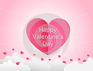 Poster or banner and paper cut Happy Valentine\'s day background