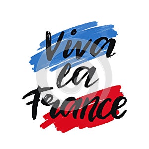 Poster for Bastille Day. Viva La France or 14th of July lettering creative design illustration