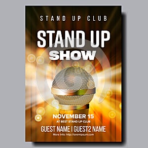 Poster Of Best Stand Up Night Show In Club Vector