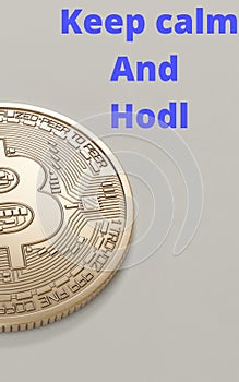 Poster of bitcoin with hodl word with a bitcoin on background