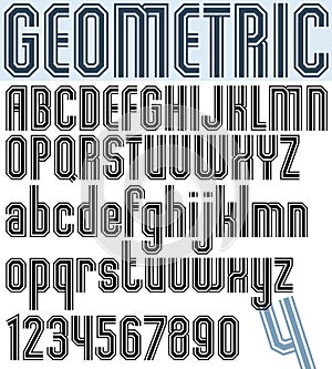 Poster black stylish narrow font and numbers, geometric massive