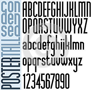 Poster black tall condensed font and numbers