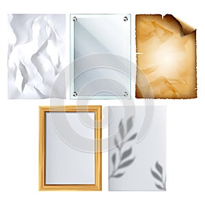 Poster Blank Paper And Parchment Frames Set Vector