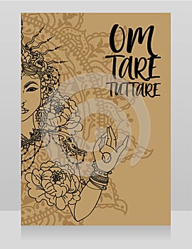 Poster with buddhist mantra `om tare tuttare`