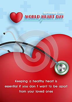 Poster campaign of World Heart day in vector design
