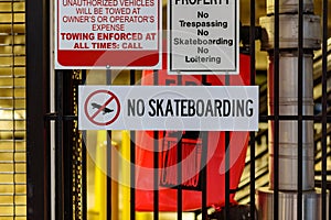 Poster in cancela announcing forbidden skating photo
