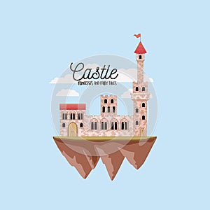 Poster of castle princesses and fairy tales with castle in the sky