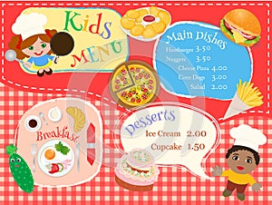 The poster child for menu cafe with illustrations of main dishes