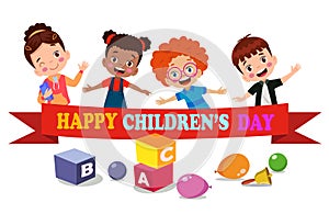 a poster for the children\'s day with the words happy children\'s day photo