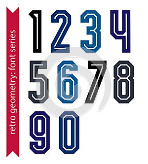 Poster classic style acute-angled numbers. Vector numeration