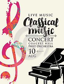 Poster of classical music concert with grand piano