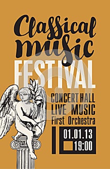 Poster for classical music festival with angel sculpture