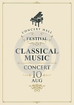 Poster for concert of classical music with piano
