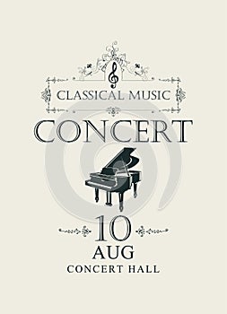 Poster for concert of classical music with piano