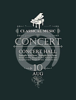 Poster for concert of classical music with piano