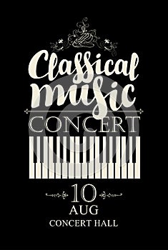 Poster for concert classical music with piano keys