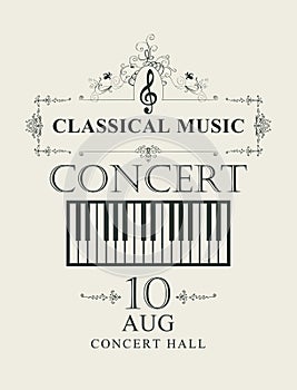 Poster for concert classical music with piano keys