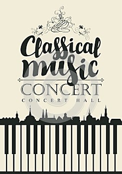 Poster for concert classical music with piano keys