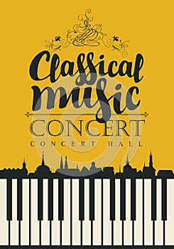 Poster for concert classical music with piano keys