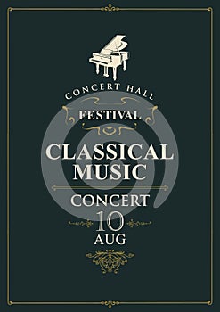 Poster for concert of classical music with piano photo