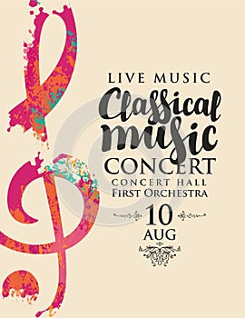 Poster of concert classical music with treble clef