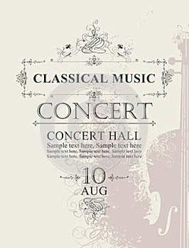 Poster for concert of classical music with violin