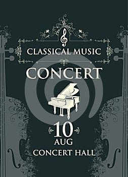 Poster for concert of classical music with violins