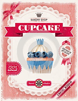 Poster of confectionery bakery with cupcakes